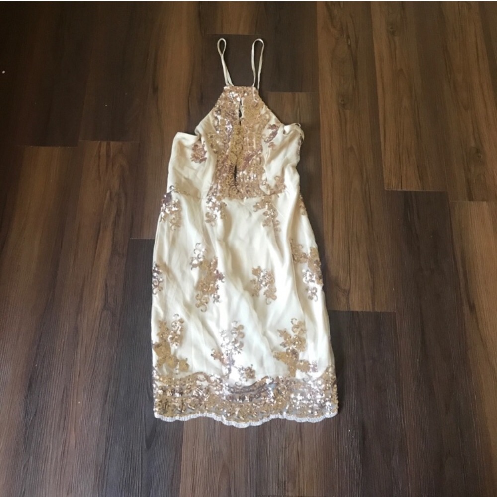 Nude Dress with Rose Gold sequins